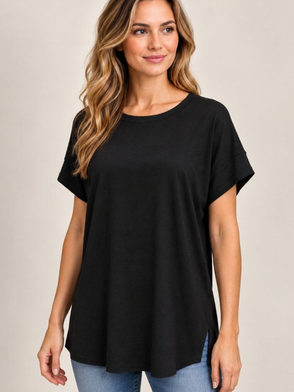 New A New Day XL Black Oversized Minimalist Relaxed Modal Tee NWT